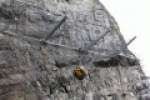20-ton concrete block caught in a rockfall protection net